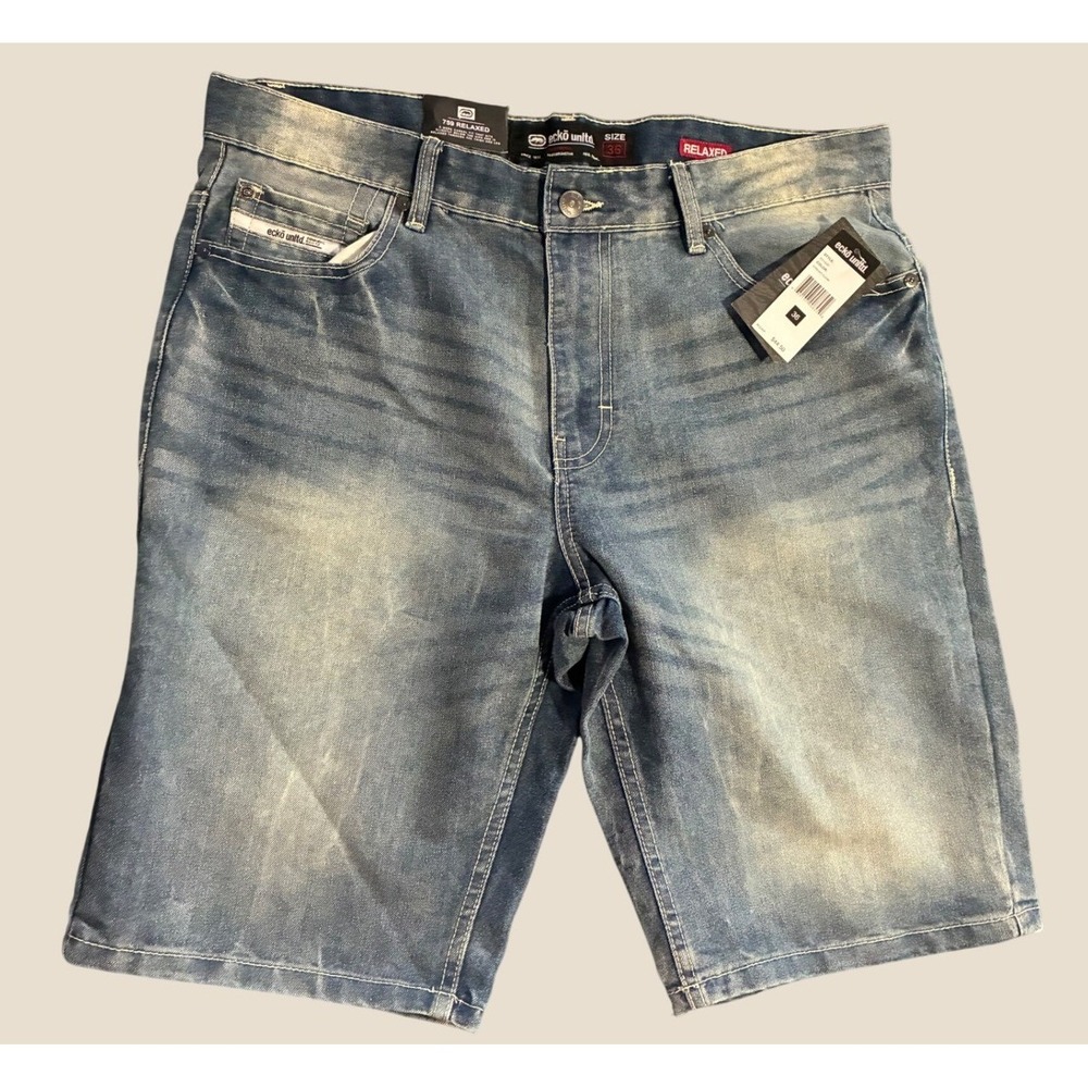 Ecko Unltd Men Relaxed Fit Denim Shorts Blue Medium Wash Size‎ 36 NWT